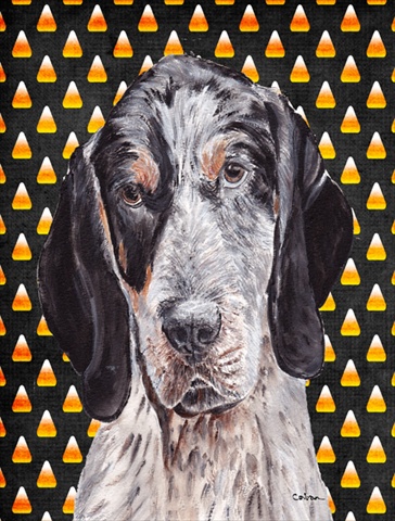 Blue Tick Coonhound Candy Corn Halloween Flag Garden Size