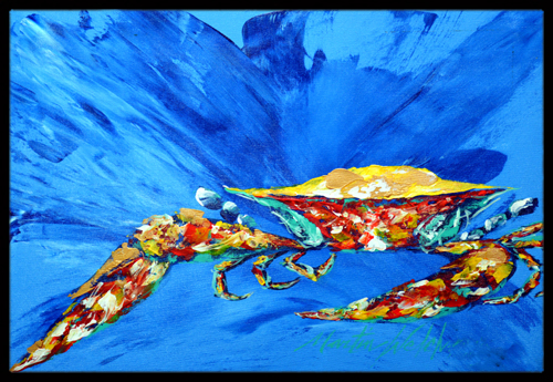 Big Spash Crab in blue Indoor or Outdoor Mat