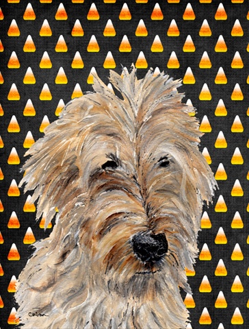 Golden Doodle 2 Candy Corn Halloween Flag Garden Size