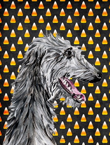 Scottish Deerhound Candy Corn Halloween Flag Garden Size