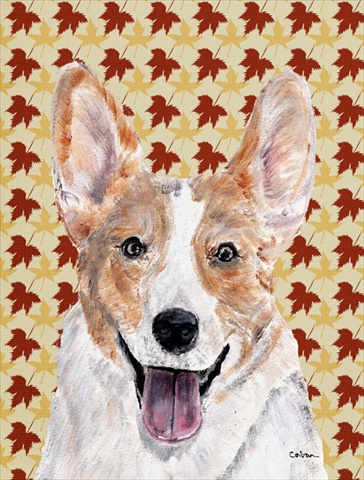 Cardigan Corgi Fall Leaves Flag Garden Size