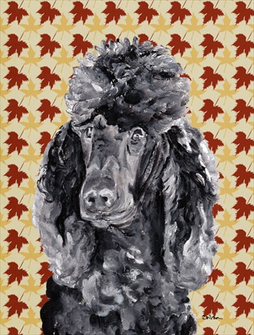 Black Standard Poodle Fall Leaves Flag Garden Size