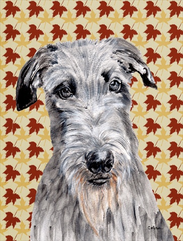 Scottish Deerhound Fall Leaves Flag Garden Size