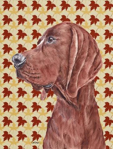 Redbone Coonhound Fall Leaves Flag Garden Size