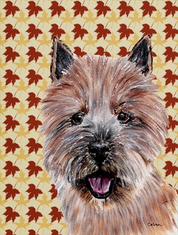 Norwich Terrier Fall Leaves Flag Garden Size