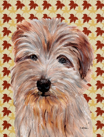 Norfolk Terrier Fall Leaves Flag Garden Size