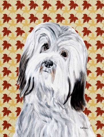 Havanese Fall Leaves Flag Garden Size