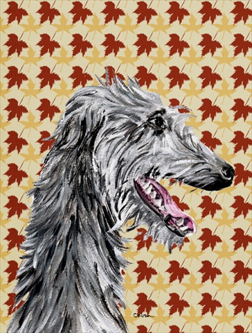Scottish Deerhound Fall Leaves Flag Garden Size