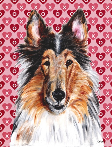 Collie Hearts and Love Flag Garden Size