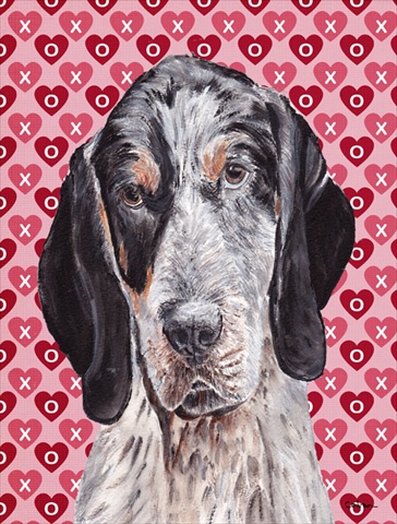 Blue Tick Coonhound Hearts and Love Flag Garden Size