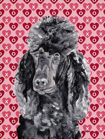 Black Standard Poodle Hearts and Love Flag Garden Size