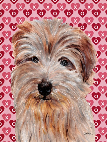 Norfolk Terrier Hearts and Love Flag Garden Size