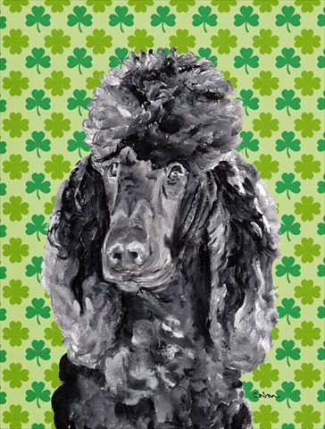 Black Standard Poodle Lucky Shamrock St. Patricks Day Flag Garden Size