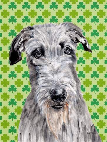 Scottish Deerhound Lucky Shamrock St. Patricks Day Flag Garden Size