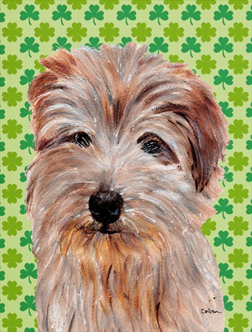 Norfolk Terrier Lucky Shamrock St. Patricks Day Flag Garden Size