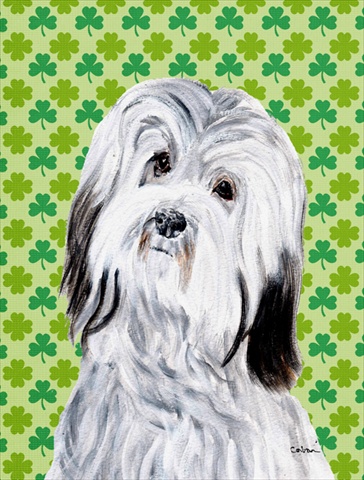 SC9737GF Havanese Lucky Shamrock St. Patricks Day Flag Garden Size