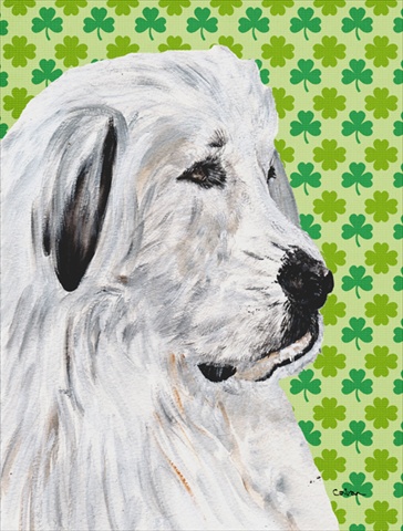 Great Pyrenees Lucky Shamrock St. Patricks Day Flag Garden Size