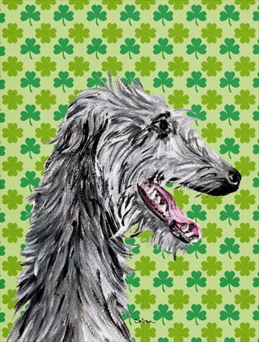 Scottish Deerhound Lucky Shamrock St. Patricks Day Flag Garden Size