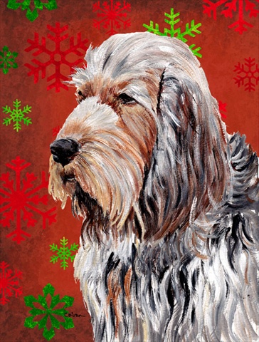Otterhound Red Snowflakes Holiday Flag Garden Size