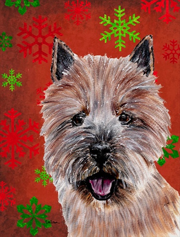 Norwich Terrier Red Snowflakes Holiday Flag Garden Size
