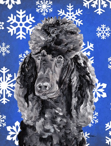 Black Standard Poodle Winter Snowflakes Flag Garden Size