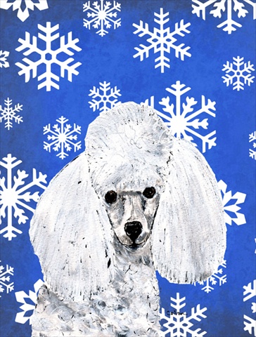 White Toy Poodle Winter Snowflakes Flag Garden Size