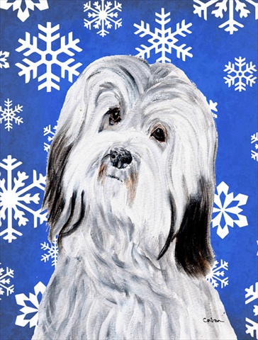 Havanese Winter Snowflakes Flag Garden Size