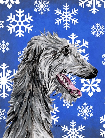 Scottish Deerhound Winter Snowflakes Flag Garden Size