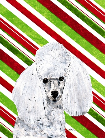 White Toy Poodle Candy Cane Christmas Flag Garden Size