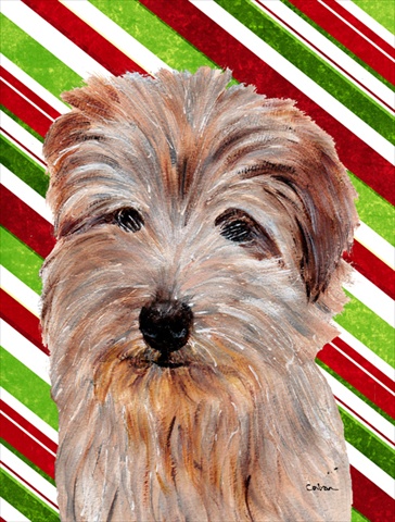 Norfolk Terrier Candy Cane Christmas Flag Garden Size