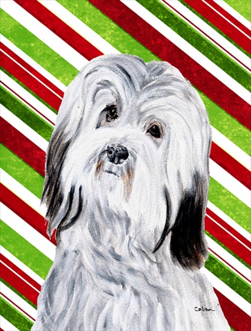 Havanese Candy Cane Christmas Flag Garden Size