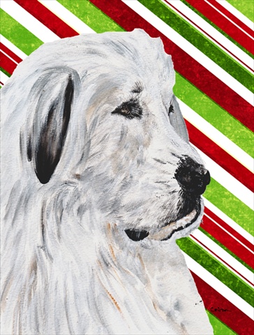 Great Pyrenees Candy Cane Christmas Flag Garden Size