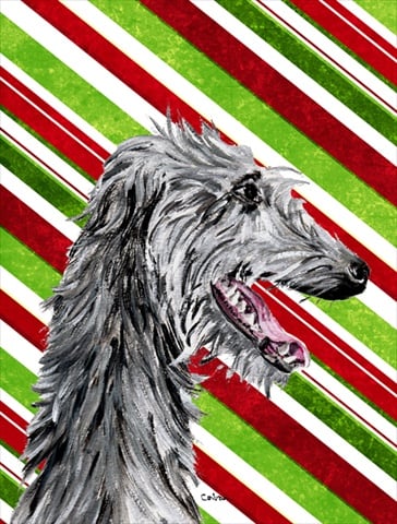 Scottish Deerhound Candy Cane Christmas Flag Garden Size