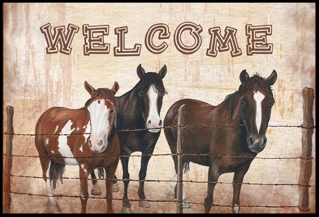 Welcome Mat with Horses Indoor or Outdoor Mat