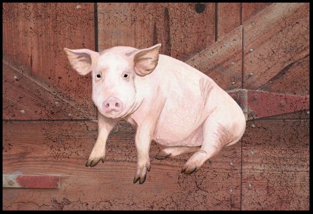 Pig at the barn door Indoor or Outdoor Mat