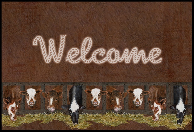 SB3058MAT Welcome Mat with Cows Indoor or Outdoor Mat