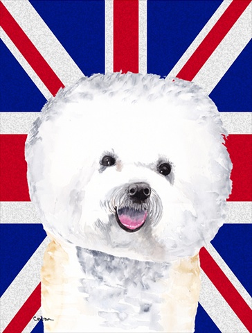 Bichon Frise with English Union Jack British Flag Flag Garden Size