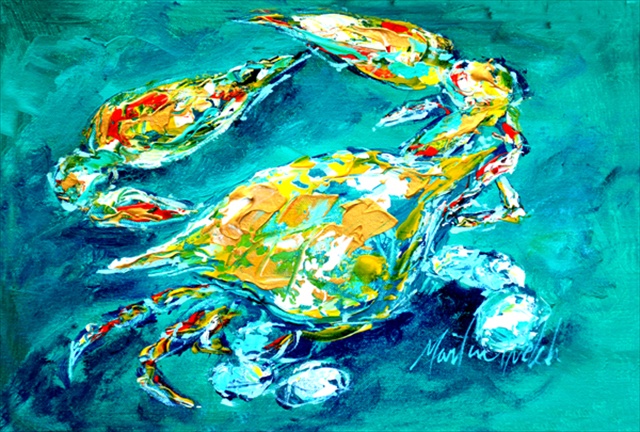 Picture of Carolines Treasures MW1162PLMT By Chance Crab in Aqua blue Fabric Placemat