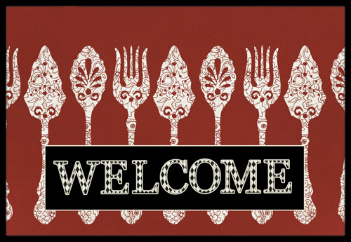 Serving Spoons Welcome Indoor Or Outdoor Mat 18 x 27 In.