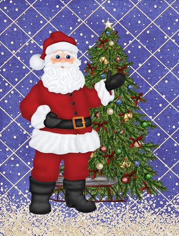 Santa Claus And Christmas Tree Flag Garden Size