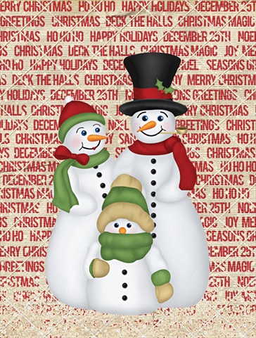 Snowman Family Snowpeople Flag Garden Size