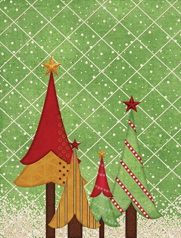 Folk Art Christmas Trees Flag Garden Size