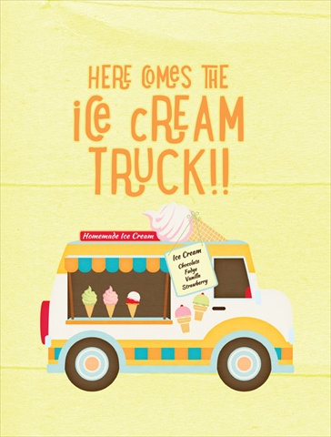 Here Comes The Ice Cream Truck Flag Canvas House Size
