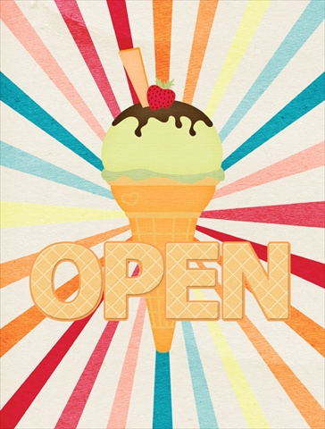 Ice Cream Shop Or Stand Open Flag Canvas House Size