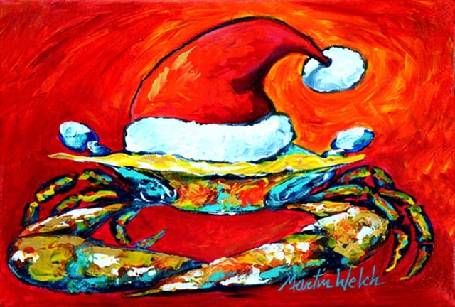 Picture of Carolines Treasures MW1169PLMT Crab In Santa Hat Santa Claws Fabric Placemat