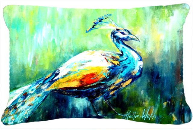 Proud Peacock Green Indoor & Outdoor Fabric Decorative Pillow