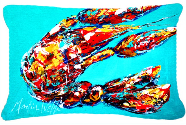 Lucy The Crawfish In Blue Indoor & Outdoor Fabric Decorative Pillow