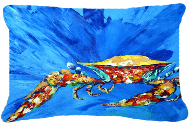 Big Spash Crab In Blue Indoor & Outdoor Fabric Decorative Pillow