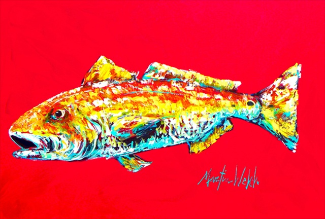 Picture of Carolines Treasures MW1084PLMT Fish - Red Fish Alphonzo Fabric Placemat
