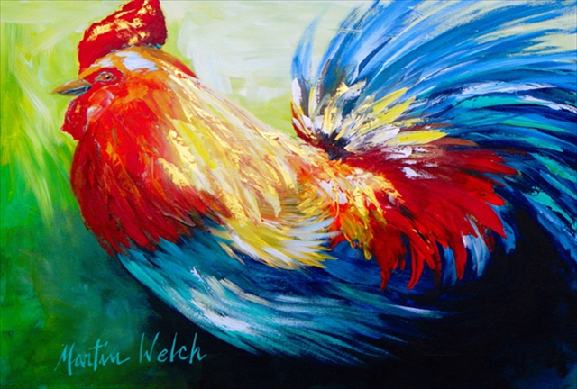 Picture of Carolines Treasures MW1085PLMT Bird - Rooster Chief Big Feathers Fabric Placemat